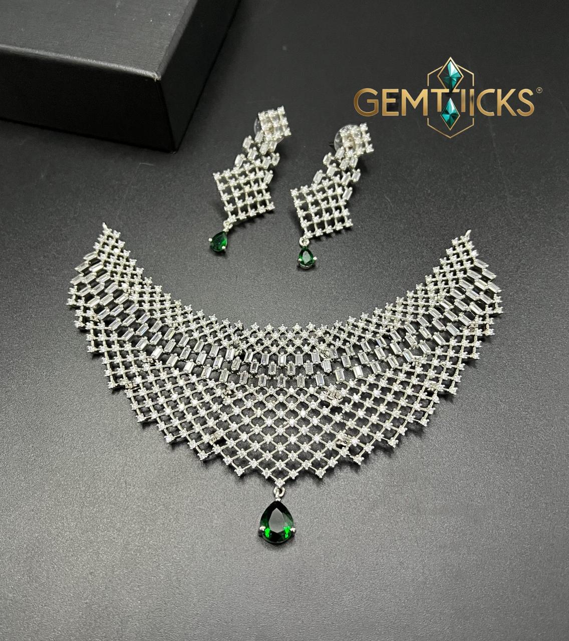 Soft Pink Bridal Jewelry Set American Diamond - Gemticks Pakistan